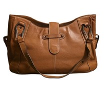 Vtg Franklin Covey Tan Brown Full Grain Leather Satchel Purse 70s Boho Chic  picture