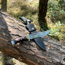 CUSTOM HANDMADE CARBON STEEL HUNTING SURVIVAL BOWIE KNIFE WOOD HANDLE +SHEATH picture
