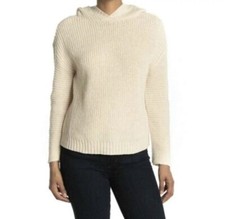 Abound Hooded Back Slit Cotton Blend Cozy Hooded Knit Sweater Cream Size S NWT picture