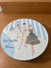 Rosanna set of four porcelain dessert plates, themed with vintage fashion illust picture