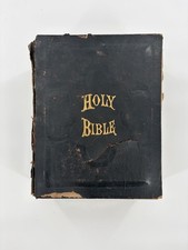 1895 Antique Holy Bible Combination Edition Illustrated Family Records KJV picture