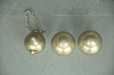 3 Pc Vintage Brass Handcrafted Round Solid Powder/ Pill Boxes picture