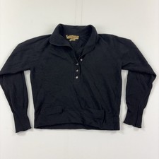 Vintage 60s Harrods Sweater Mens Small Black Cashmere Collared Pullover Pockets picture