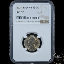 1939 S Rev of 38 Jefferson Nickel Uncirculated NGC MS67 5C picture