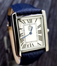 Iconic Swiss Inspired Pierre Lucerne 1888 Mens Tank Watch White Enamel Dial BLUE picture