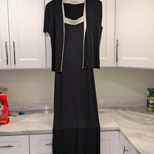 Ronni Nicole by Ouida 2-Piece Polka Dot Dress & Jacket Set Black/White 14 picture