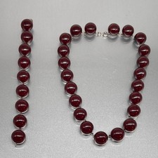 Vtg 30s ART DECO CHERRY AMBER BAKELITE Necklace Bracelet bead jakob bengel era picture
