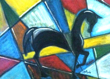 Abstract Horse Pony Oil Painting Original Cubism Modern 18 x 24 in. large picture
