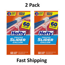 Hefty Slider Freezer Storage Bags, Gallon Size, 60 Count 2 Pack picture