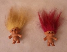 Vintage 2 Russ Troll Mini Dolls Lot of 2 Collectibles Figures Fridge Magnets  picture