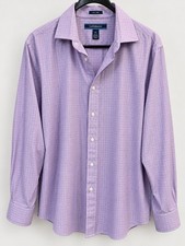 Croft & Barrow Men’s Lavender Plaid Dress Shirt Easy Care Size 17 36/37 picture