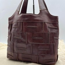 Genten Matonne Leather Tote Bag A4 Compatible Woven Design Used Authentic picture