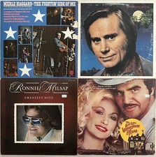 Country 4 vinyl LP lot - Merle Haggard - George Jones - R Milsap - Dolly Parton picture