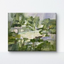 Green Depth 20x16 Original Acrylic Painting Landscape Canvas Wall Decor picture