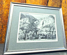Ansel Adams Yosemite Falls and Meadow Framed Matted B&W Reprint picture