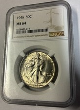 Beautiful 1946 Walking Liberty Half Dollar NGC MS-64 picture