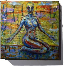 Original Oil Painting of Female Woman Robot Alien spiritual religious Modern '26 picture