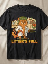Litter’s Full Christmas Cat Black Washed T-Shirt – Funny Holiday Graphic picture