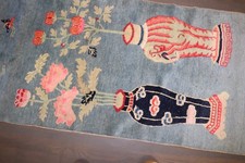 Antique Sky Blue Chinese Peking Batou Rug Size 2'x4'2'' picture