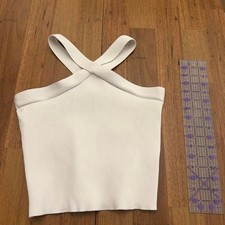 Forever-21 Women's White and Cream Crop-top picture