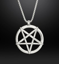 Large Inverted Pentagram Magic Pendant Necklace Satanic Baphomet Occult picture