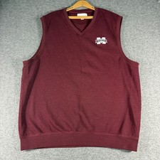 Mississippi State Bulldogs Ribbed Vest XL Cotton Sweater Football Cutter & Buck picture