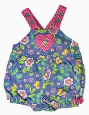 Vintage Gymboree Bubble Romper Floral Heart Polka Dot Rainbow Tag Size XS -RARE picture