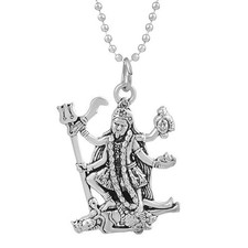 Silver Plated Goddess Kali Maa Kaali Pendant for Men & Women Jai Maa Kaalikaye picture