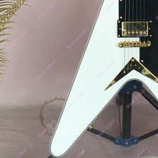 Solid Electric Guitar Strings Thru Body Rosewood Fretboard White Gold Hardware picture