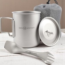 100% Titanium Cookware Ultralight 15oz 450ml Cup Mug 3-in 1 Spoon Spork picture