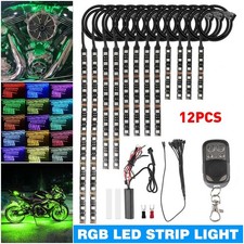 12PC Motorcycle led lights Remote Wireless 15 color Neon Glow Light Strips Kit P picture