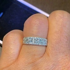 Half Eternity Round Cut Lab Created Diamond Wedding Band, 14K White Gold Finish picture