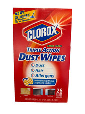 Clorox Triple Action Dust Wipes Extra Large 26 Count 2 Sided MultiSurface 8.5x10 picture
