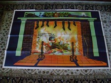 Rare Mid-Century Holiday Fireplace Poster David C. Cook Publishing Co. 42