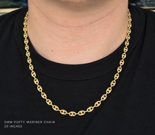 Solid 18K Gold, 50 grams at 20 in, 5mm Mariner Chain, Puffed Coffee Bean Link picture
