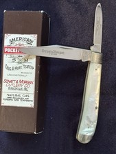 Beautiful Schatt & Morgan Genuine Mother Of Pearl Trapper MOP 1 of 600 by Queen picture