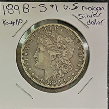 1898 S $1 GENUINE UNITED STATES MORGAN 90% SILVER DOLLAR KEY DATE KM#110 picture