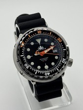 KRAKEN Automatic Dive Watch 300M NH35 Sapphire Steel Black Orange Diver picture