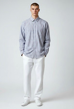 UNTUCKit Moravia WF Mens L Blue Plaid Wrinkle Free Cotton Button-Up 40541 picture