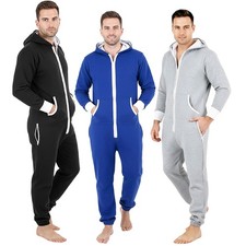 Mens Adult 1onesie Pajamas All in 1 Hooded Non Footed Playsuit OnePiece Jumpsuit picture