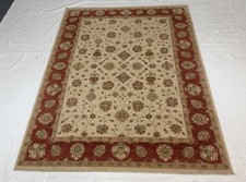 Hand Knotted Fine Large Beige Oushak Rug, 9x12 FT, Floral & Botanical Design picture