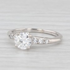 Vintage 0.78ct Round Diamond Engagement Ring 14k White Gold Size 5.5 GIA picture