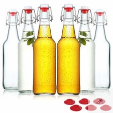 16 oz Clear Swing Top Glass Bottles with Airtight Lids, 6 Pack Reusable clear picture