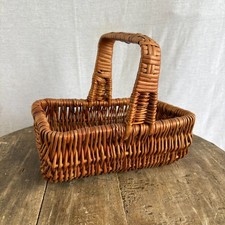 Vintage Wicker Gathering Basket Small Handwoven Farmhouse Cottagecore picture