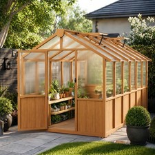 PABIMIA 6x12 FT Wooden Greenhouse, Heavy Duty Wood Garden House for Plants picture