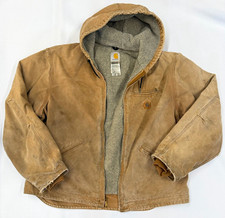 Carhartt J141 Sandstone Sierra Jacket 2XL Sherpa Lined Distressed Brown Workwear picture