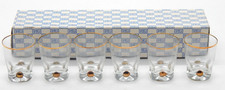 VTG Jozef Stanik Golden Zuzana 6 Shot Glasses W/Box Hand Blown Gold Ball Encased picture