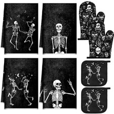 Leinuosen 8 Pcs Halloween Kitchen Towels Oven Mitts Pot Holders Set picture