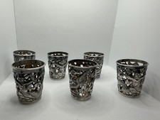 Vintage Asian Silver Buddha &Dragons Repousse Cups Set of 6Y.T.K. 220g picture