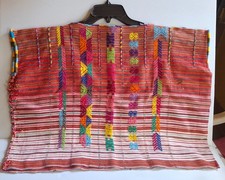 Vintage Guatemalen Red and Multi-Colored Huipil Handwoven XS Excellent picture